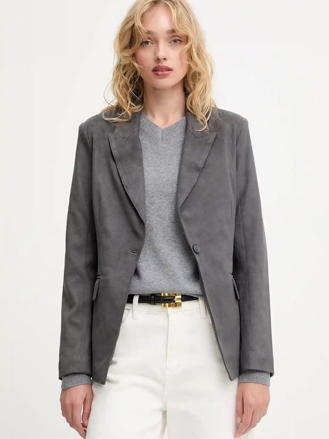 Answear.LAB marynarka kolor szary jednorzędowa gładka
