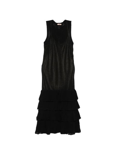 TWINSET pointelle-knit ruffled midi dress - Black - zdjęcie produktu nr 1