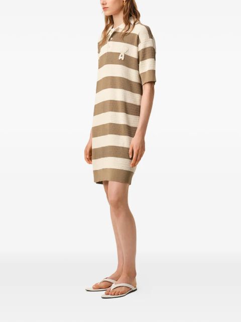 AMI Paris Ami De Coeur striped mini dress - Neutrals