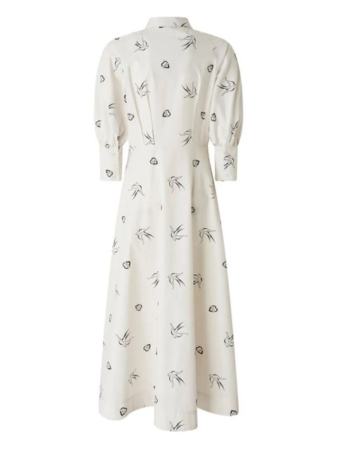 PINKO bird-print puff-sleeve dress - White - zdjęcie produktu nr 2