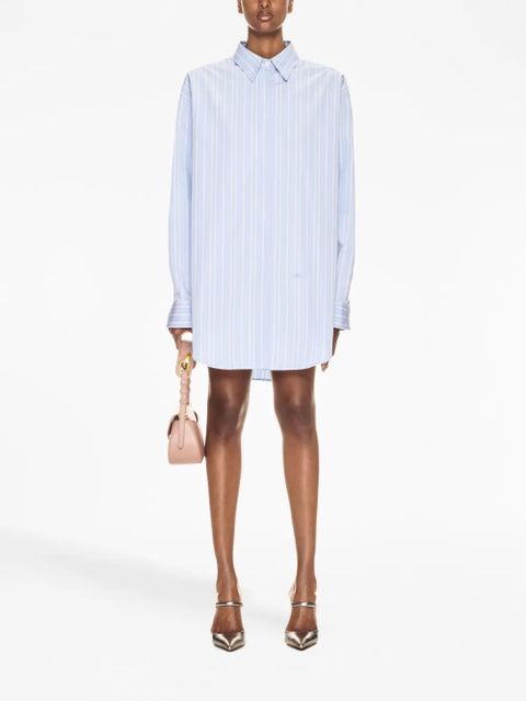 Off-White zip-detail pinstriped poplin shirt - Blue