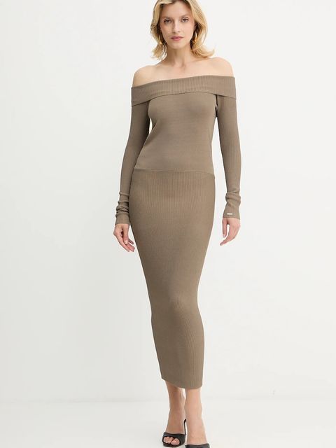 Armani Exchange sukienka kolor zielony midi dopasowana XW001313 AF10352 - zdjęcie produktu nr 1