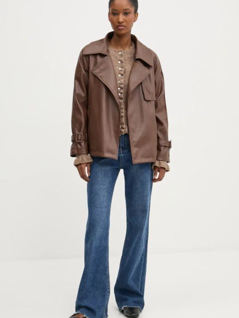 Answear.LAB kurtka damska kolor brązowy przejściowa