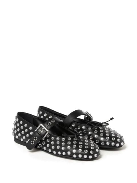 Miu Miu studded leather ballerina shoes - Black - zdjęcie produktu nr 2