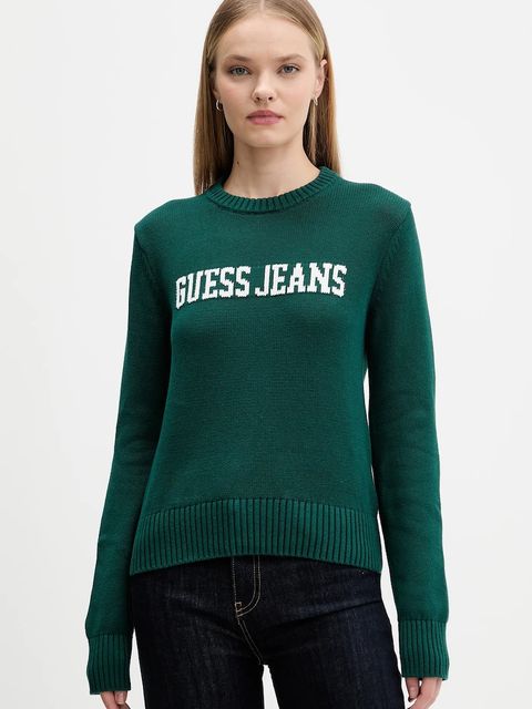 Guess Jeans sweter bawełniany kolor zielony W4BR10 Z3HM1 - zdjęcie produktu nr 1