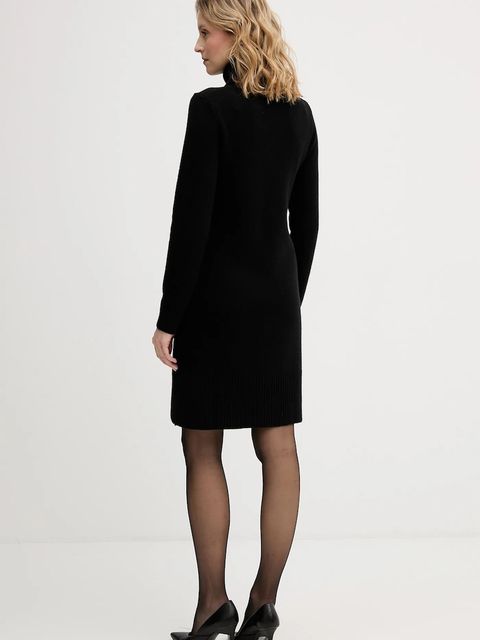 United Colors of Benetton sukienka z dodatkiem wełny kolor czarny midi dopasowana 1444DV02F - zdjęcie produktu nr 2