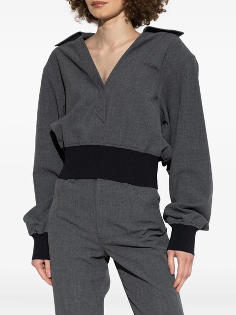 The Attico banded-cuff collared top - Grey - zdjęcie produktu nr 2