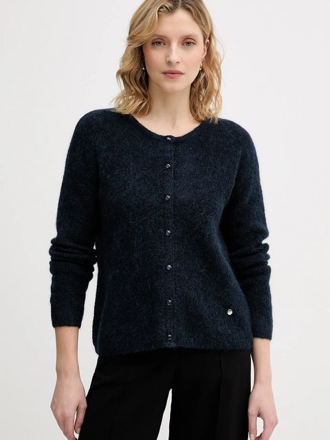 Mos Mosh kardigan z dodatkiem alpaki Almine damski kolor granatowy lekki 158680 - zdjęcie produktu nr 1