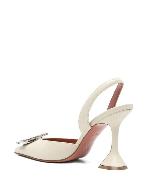 Amina Muaddi 95mm Begum crystal-embellished slingback pumps - Neutrals - zdjęcie produktu nr 2