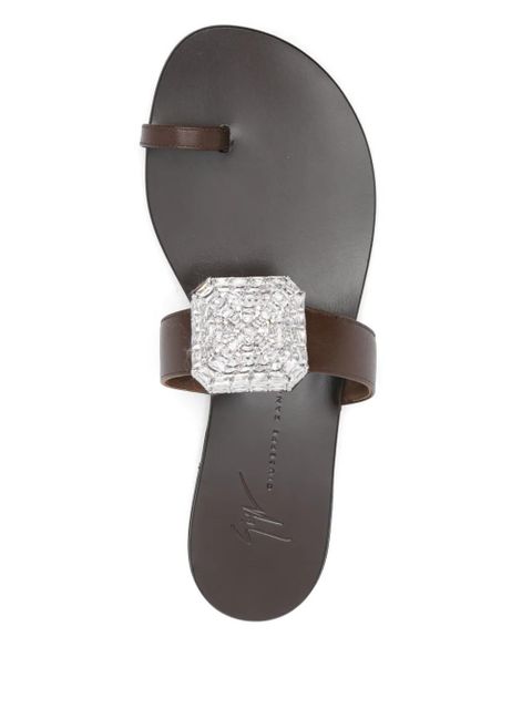 Giuseppe Zanotti leather slides - Brown