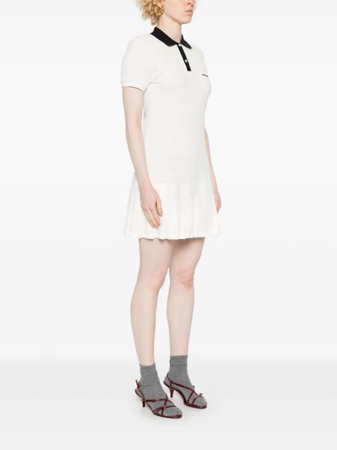 Miu Miu logo-embroidered mini dress - White