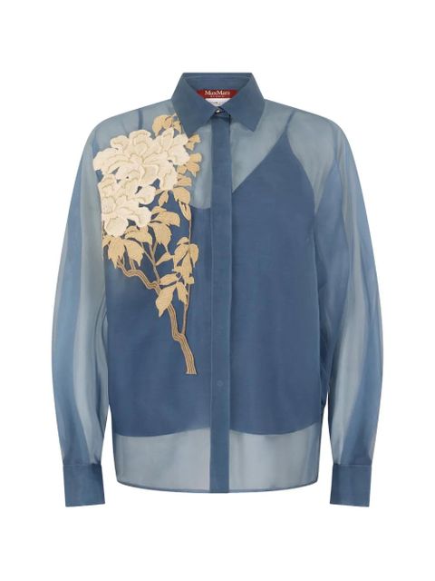 Max Mara floral-embroidered sheer blouse - Blue - zdjęcie produktu nr 1