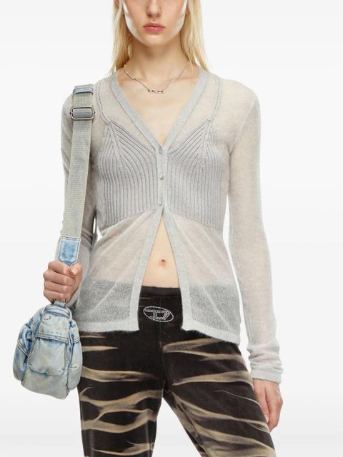 Diesel layered-effect knitted cardigan - Grey