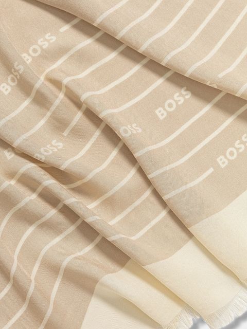 BOSS chusta z domieszką jedwabiu kolor beżowy 50521800 - zdjęcie produktu nr 2