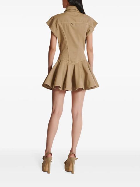 Balmain flared cotton-canvas dress - Neutrals