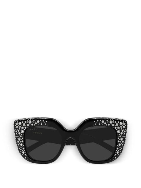 Gucci Eyewear crystal-embellished square-frame sunglasses - Black - zdjęcie produktu nr 1