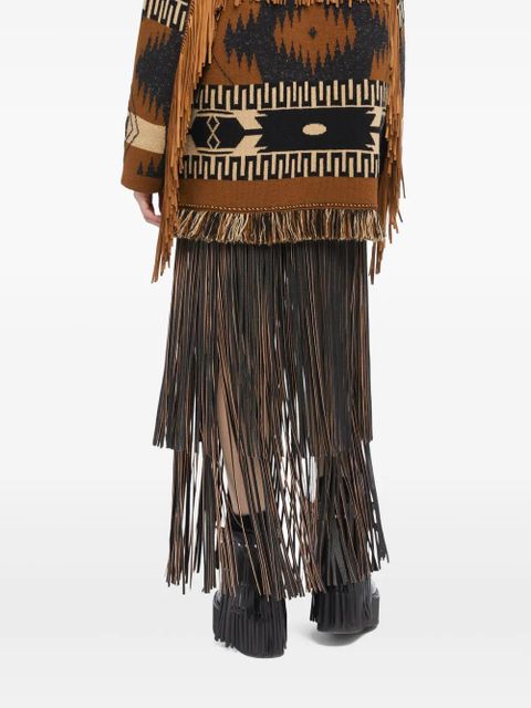 Alanui Dreamscape fringe-detailed patterned cardigan - Brown