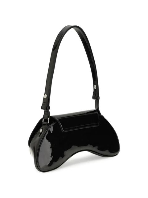 Diesel Play-Glossy patent-finish shoulder bag - Black