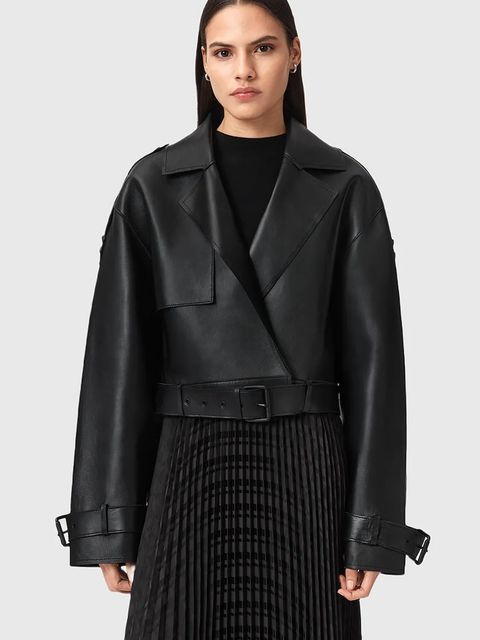 AllSaints kurtka skórzana OPHELIA damska kolor czarny przejściowa oversize W045LB - zdjęcie produktu nr 1
