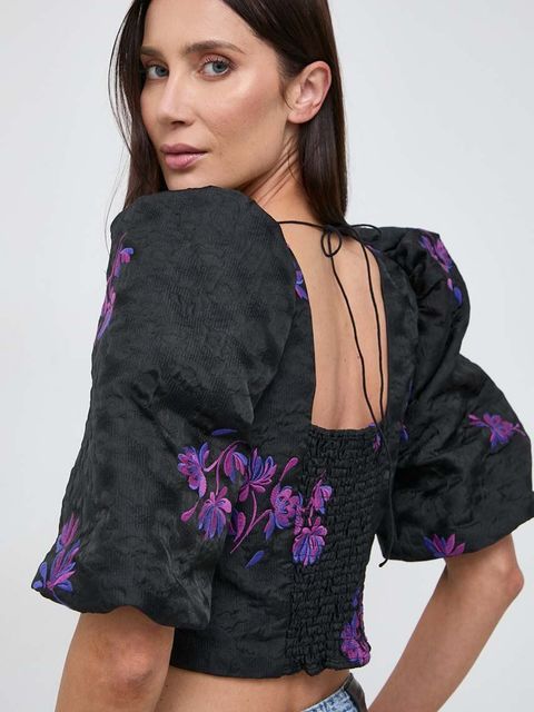 Custommade bluzka Saia damska kolor czarny wzorzysta 999442258