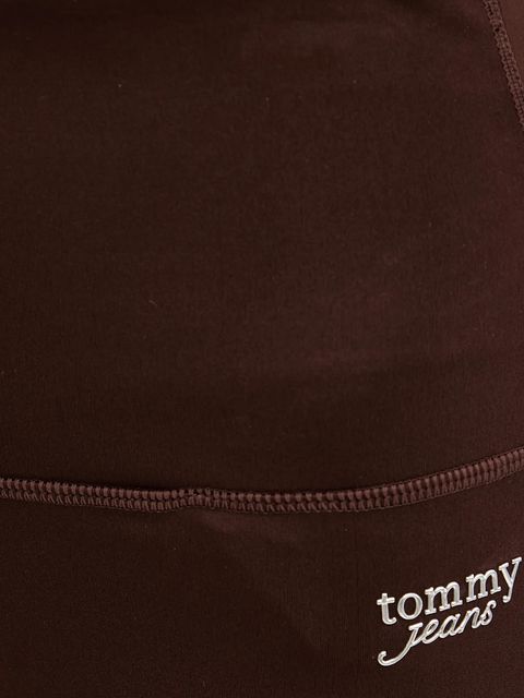 Tommy Jeans legginsy damskie kolor brązowy gładkie DW0DW21830