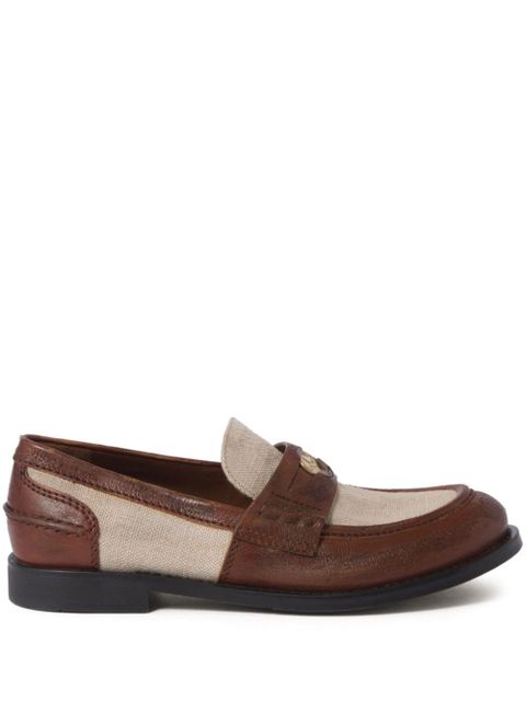 Miu Miu penny-appliqué panelled loafers - Brown - zdjęcie produktu nr 1