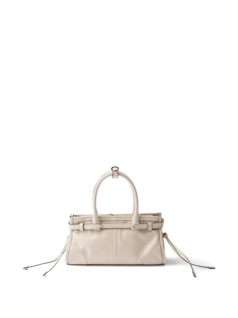 Prada mini Bonnie leather tote bag - Neutrals