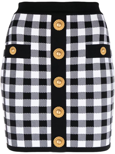 Balmain gingham fine-knit miniskirt - Black - zdjęcie produktu nr 1