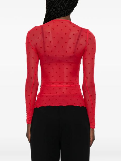 Marine Serre moon-print mesh T-shirt - Red
