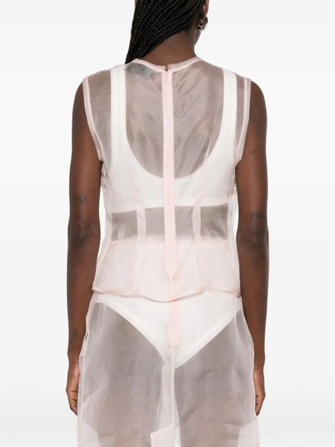 Simone Rocha sheer frayed contour top - Neutrals