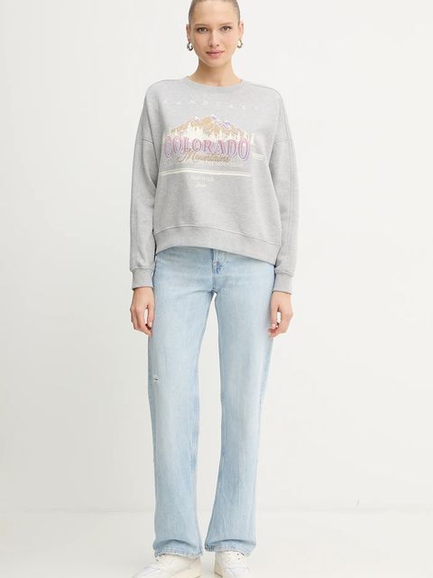 BOSS Orange bluza bawełniana damska kolor szary wzorzysta 50549186