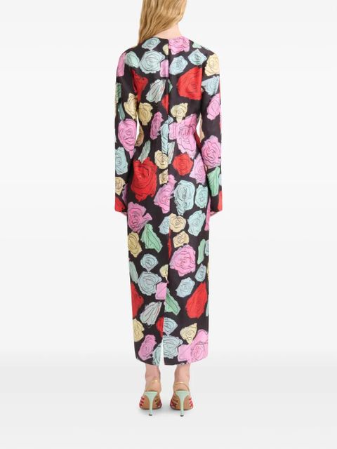Marni floral-print long-sleeve dress - Black