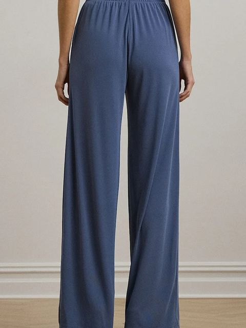 Lauren Ralph Lauren spodnie damskie kolor niebieski szerokie high waist 200971075