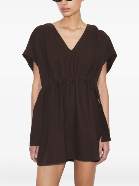 Tory Burch cinched linen dress - Brown - zdjęcie produktu nr 2