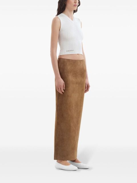 Marni logo-appliqué ribbed-knit vest - White