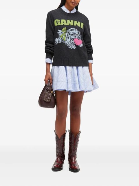 GANNI Puppy-logo crew-neck sweater - Grey - zdjęcie produktu nr 2