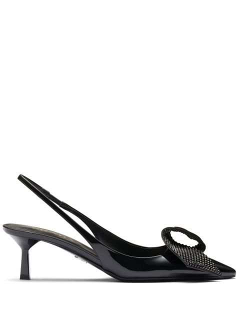 Prada 55mm crystal-embellished slingback pumps - Black - zdjęcie produktu nr 1
