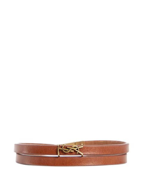 Saint Laurent Cassandre Double-Wrap leather bracelet - Gold - zdjęcie produktu nr 1