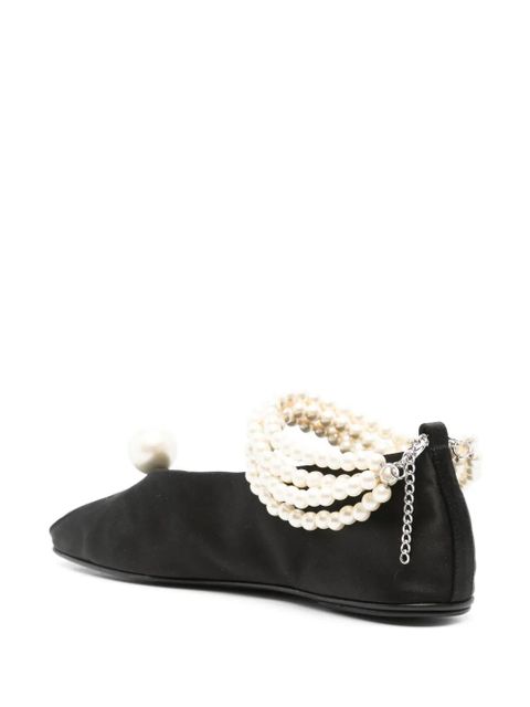 Magda Butrym pearl-embellished satin ballerina shoes - Black