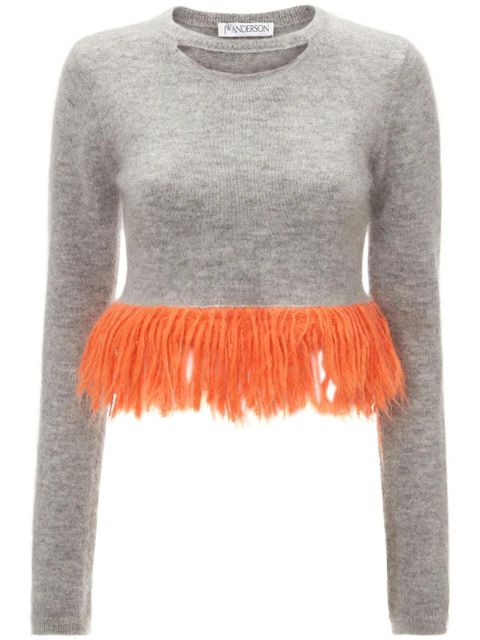 JW Anderson fringed-hem knitted jumper - Grey - zdjęcie produktu nr 1
