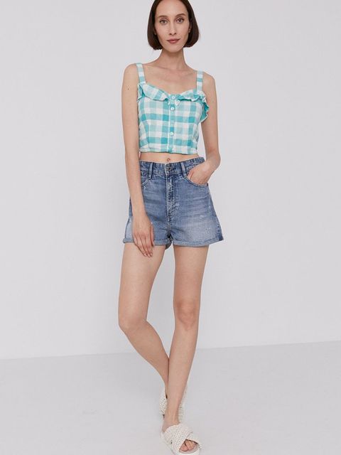 Pepe Jeans Bluzka VALENTINA damska kolor turkusowy w kratę