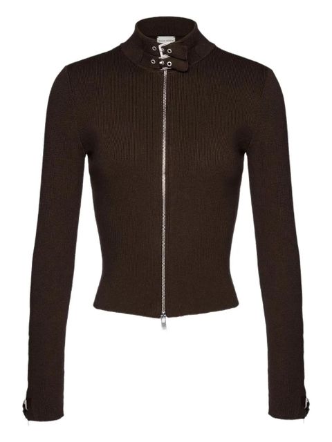 Magda Butrym zip-front ribbed top - Brown - zdjęcie produktu nr 1