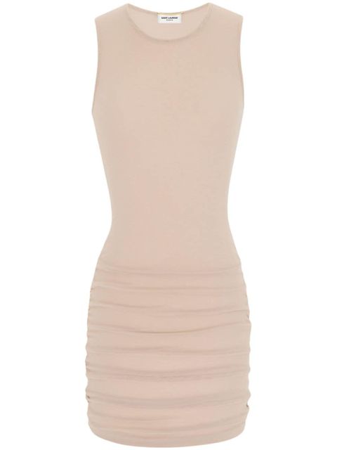 Saint Laurent ruched mini dress - Neutrals