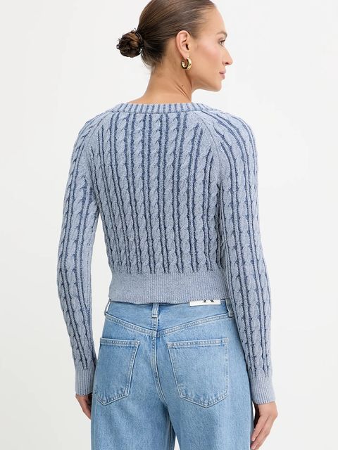 Guess kardigan bawełniany GISELLE damski kolor niebieski W5YR15 Z3OU0