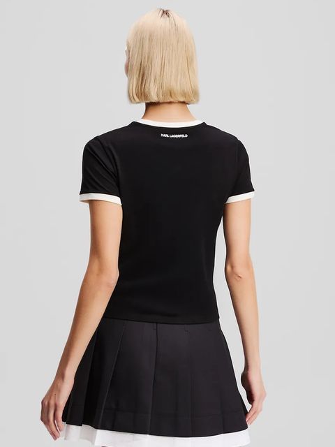 Karl Lagerfeld t-shirt bawełniany IKON damski kolor czarny A3W17078