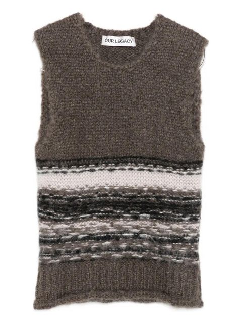 OUR LEGACY striped fair-isle top - Brown