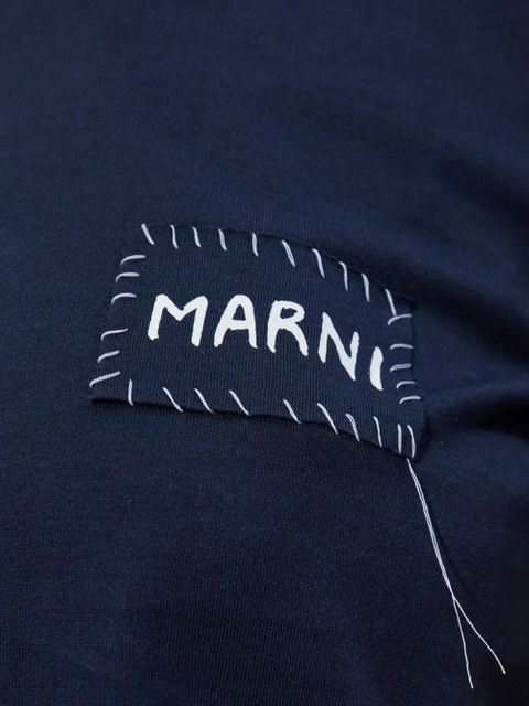 Marni embroidered-patch T-shirt - Blue