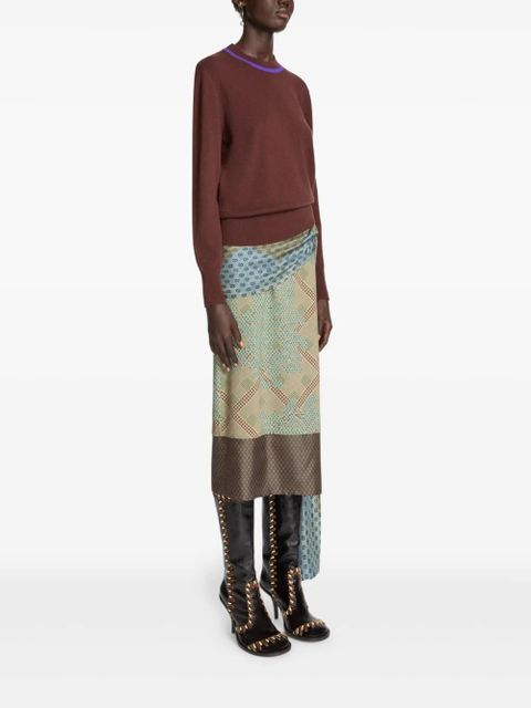 DRIES VAN NOTEN contrast-trim cashmere sweater - Brown - zdjęcie produktu nr 2
