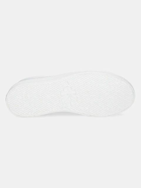Calvin Klein Jeans trampki skórzane BOLD VULC FLATF MID LTH IN damskie kolor biały YW0YW01634