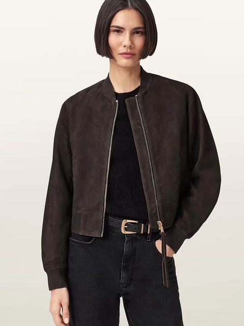 AllSaints bomberka damska zamszowa ORTEN - zdjęcie produktu nr 1